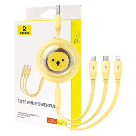 Baseus Nabíjecí kabel 3w1 Baseus USB na USB-C, USB-M, Lightning 3,5A, 1,1 m (žlutý)