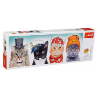 TREFL PUZZLE Panoramatické kočky s čepicemi skládačka 66x23,5cm 500 dílků
