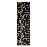 Dywany Łuszczów Běhoun Gloss 400B 86 3D geometric black/gold - 70x300 cm
