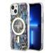 Kryt Guess iPhone 14 6.1" blue hardcase Leopard MagSafe (GUHMP14SHLEOPWB)