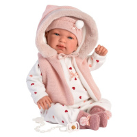 LLORENS - 84440 NEW BORN - realistická panenka miminko se zvukem a měkkým látkovým tělem 44cm