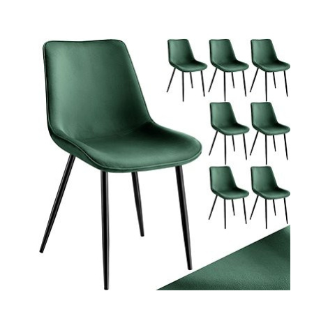 TecTake Sada 8 židlí Monroe v sametovém vzhledu - tmavě zelená