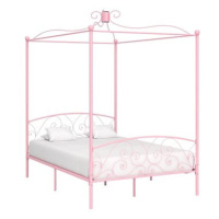 Rám postele s nebesy růžový kovový 120x200 cm