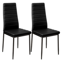 2× Jídelní židle, syntetická kůže, černá