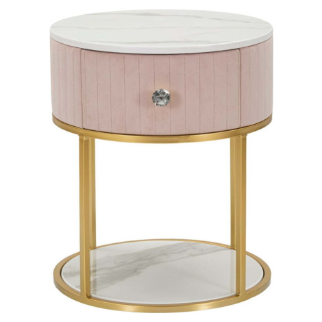 Noční stolek ve světle růžové a zlaté barvě Montpellier – Mauro Ferretti
