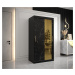 Šatní skříň Abi Golden T2 Barva korpusu: Černá, Rozměry: 180 cm, Dveře: Bílý Marmur + zlaté zrca