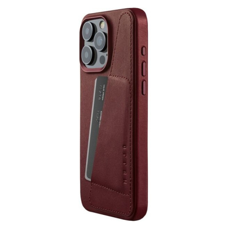 Mujjo Full Leather Wallet pouzdro iPhone 15 Pro Max vínový