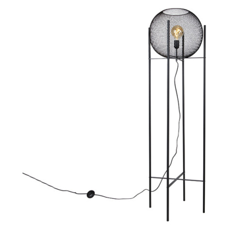 Moderní stojací lampa černá - Mesh Ball QAZQA