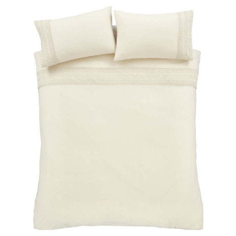 Krémové povlečení na dvoulůžko/prodloužené 230x220 cm Broderie Anglaise – Catherine Lansfield