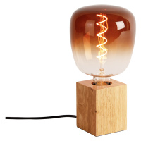 Venkovská stolní lampa přírodní dřevo včetně LED G140 - Bloc