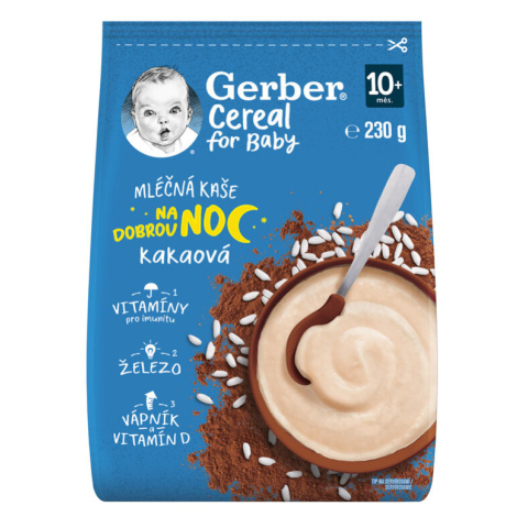 GERBER Kaše mléčná cereal kakaová Dobrou noc 230 g