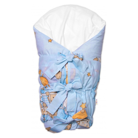 Baby Nellys Bavlněný náhradní povlak na zavinovačku 71x78cm, LALLY Medvídek na žebříku,modrý