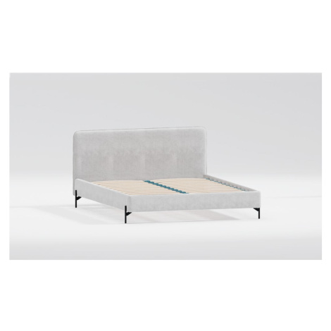 Světle šedá čalouněná dvoulůžková postel s roštem 180x200 cm Barker – Ropez