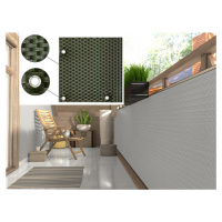 Balkonová ratanová zástěna s očky MALMO, zelená, výška 90-100 cm šířka 300-500 cm 1300 g/m2 MyBe