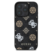 Zadní kryt Guess PU 4G Peony MagSafe pro Apple iPhone 16 Pro, černá