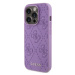 Guess kryt na iPhone 15 PRO 6.1" Purple Leather 4G Stamped