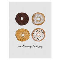 Ilustrace Donut Worry Be Happy, Orara Studio, 30x40 cm
