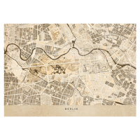 Mapa Sepia vintage map of Berlin, Blursbyai, 40 × 30 cm