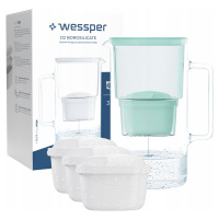 Skleněná Konvice Wessper D2 Borosilicate 3l 3x Filtrační Vložka Vody Aquafloow