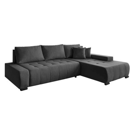 Beautysofa ROHOVÁ rozkládací pohovka Draco L grafit, pravá, tkanina pletená
