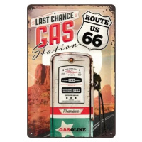 Plechová cedule Route 66 - Gas Station, 20 × 30 cm