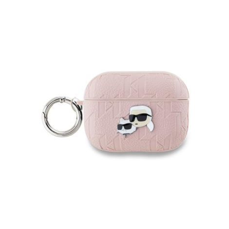 Pouzdro Karl Lagerfeld PU Embossed Choupette Heads pro AirPods Pro 2, růžová