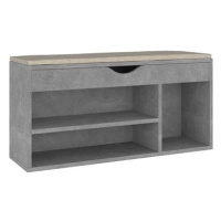 Botník s poduškou betonově šedý 104 x 30 x 49 cm dřevotříska, 326754
