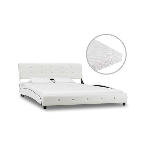 SHUMEE postel s matrací 140 × 200 cm, umělá kůže, bílá