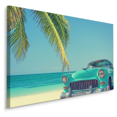 MyBestHome BOX Plátno Retro Auto Na Tropické Pláži Varianta: 70x50