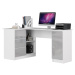 Ak furniture Rohový psací stůl B20 bílý/šedý levý