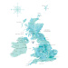 Mapa Aquamarine watercolor map of the British Islands, Blursbyai, 30 × 40 cm