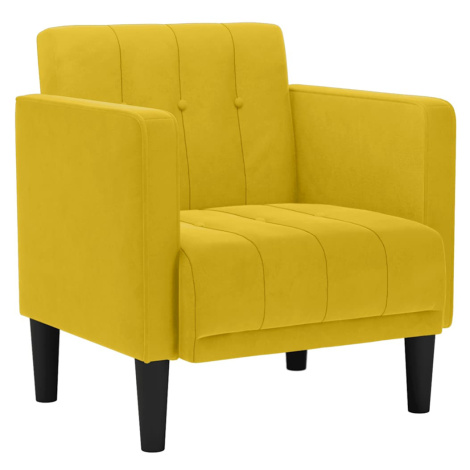 vidaXL Rozkládací křeslo s područkami, žluté, 53 cm, samet