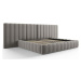 Šedá čalouněná dvoulůžková postel s úložným prostorem a roštem 200x200 cm Gina – Milo Casa