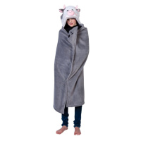 COZY NOXXIEZ - BL827 Kravička - hřejivá deka s kapucí se zvířátkem a tlapkovými kapsami