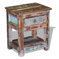 Odkládací stolek zásuvka masivní recyklované dřevo 43x33x51 cm
