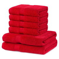 Set 2 bavlněných červených osušek a 4 ručníků DecoKing Marina