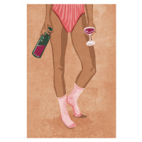 Ilustrace Wine and socks, Raissa Oltmanns, 26.7 × 40 cm