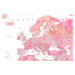 Mapa Detailed map of Europe in pink watercolor, Blursbyai, 40 × 26.7 cm