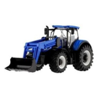 Traktor Bburago s nakladačem Fendt/New Holland/Massey Ferguson varianta 1. modrý