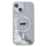 Zadní kryt Karl Lagerfeld Liquid Glitter Karl Head Magsafe pro Apple iPhone 15, transparentní