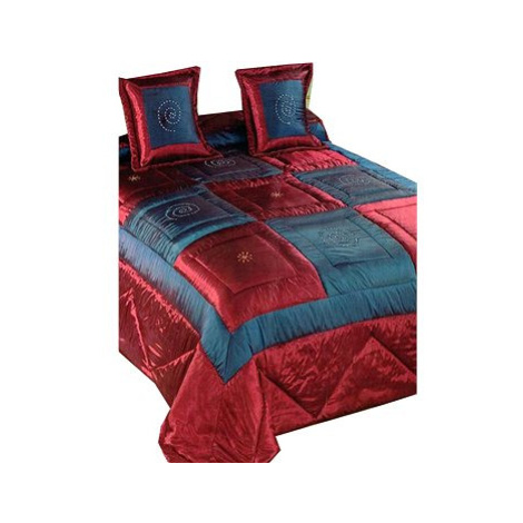 Spandex Luxusní saténový přehoz na postel 220 cm × 240 cm Gita bordó/modrá