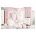 Dětská postel 90x200 s lavicí sunbow - béžová/růžová