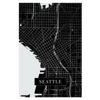Mapa Seattle black, (26.7 x 40 cm)