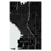 Mapa Seattle black, 26.7 × 40 cm