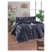 Modrý přehoz přes postel s povlakem na polštář z ranforce bavlny EnLora Home Modena, 180 x 225 c