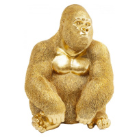 KARE Design Soška Gorila sedící Zlatá 39cm