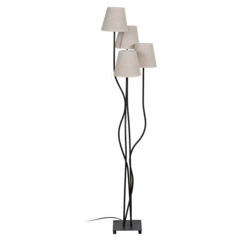 Černo-krémová stojací lampa s textilním stínidlem (výška 138 cm) – Ixia