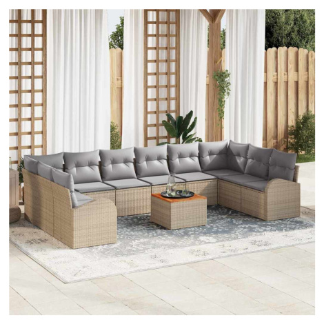 vidaXL Sada zahradních pohovek s polštářem 11 pcs Béžová Poly ratan