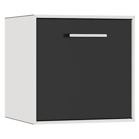 mauser Závěsný samostatný box, 1 výklopná barová dvířka, šířka 385 mm, signální bílá / černá