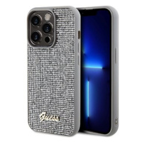 Guess PU Square Mirror Script Logo Zadní Kryt pro iPhone 15 Pro Max Silver